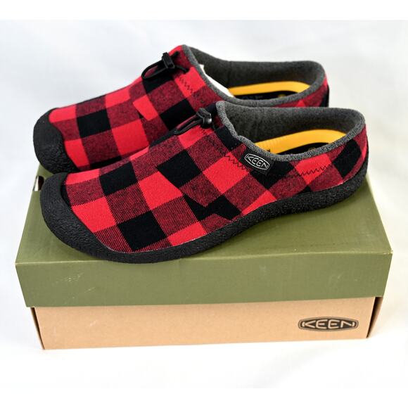 KEEN Men's Howser III Slide BLK/RED Plaid Sz11 1025553 NIB - Picture 1 of 9